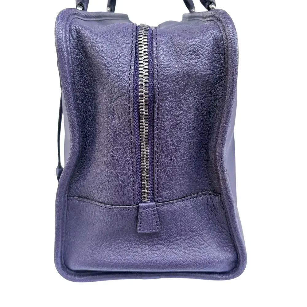 Loewe Amazona 36 Purple Leather Top Handle Bag Silver Hardware COA Dustbag Keys